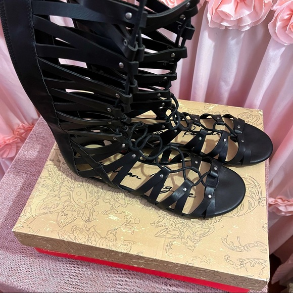 American Rag Shoes - American Rag Tall Black Gladiators